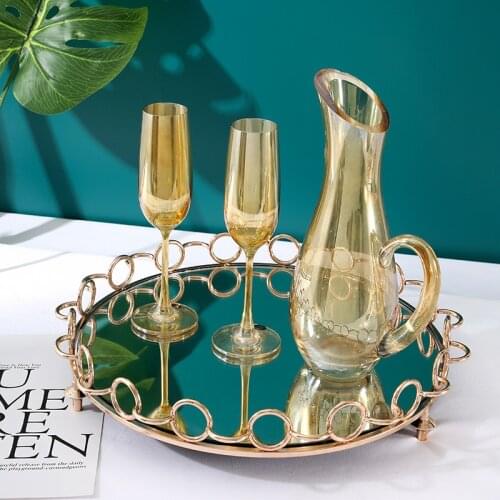 European Luxury Tray Golden Mirror Storage Tray Coffee Table Storage Tray