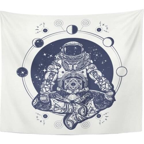 Tapestry Astronaut in The Lotus Position Tattoo Symbol of Meditation Tapestries Wall Hanging for Living Room Bedroom Dorm