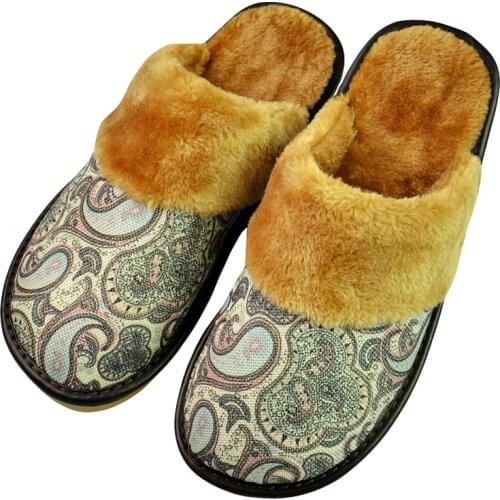 Cotton slippers Winter home tow indoor home cotton tow Mens womens couple guest printed linen slippers 602