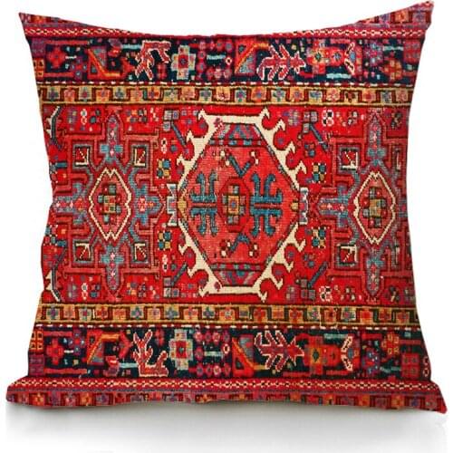 Personality Persian Pillowcase red Home Decoration Entry Throw Pillow Cushion Cover with Antique Fret and Triangular Ornament