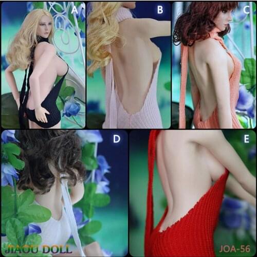 JOA-56 1/6 Scale Female Clothes Sexy Knitting Sweater Dress Bare Shoulders Open Chest For 12-inch Large Breasts Figure Body