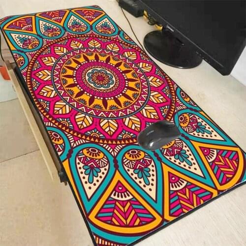 Mairuige Colorful Pink Mandala Large Gaming Flower Mouse Pad Locking Edge Keyboard Mouse Mat Gaming Desk Mousepad for CSGO LOL