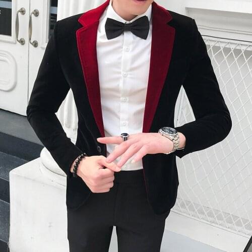 Spring and Autumn Men Suits Party Personality Color Matching Blazers Jacket Gold Velvet Singer Stage Wedding Host Clothing