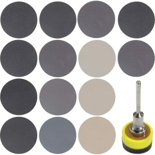Car Headlight Polishing Kit 180 PCS 1 Inch Sandpaper Wet Dry Sander Discs Grit 60-10000 with Backing Pad Soft Foam Buffering Pad