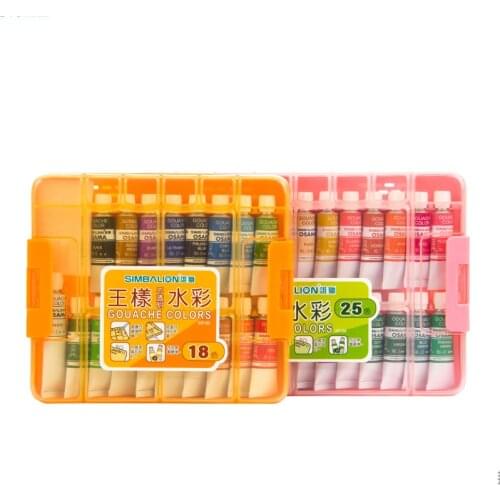 Simbalion Stationery set, king like opaque watercolor paint, children hand-painted paint, 18 color, 25 color plastic box