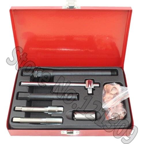 Hand Tool Set 25 PC Spark Plug Thread Repair Tools Kit M14 x 1.25 with Metal Case