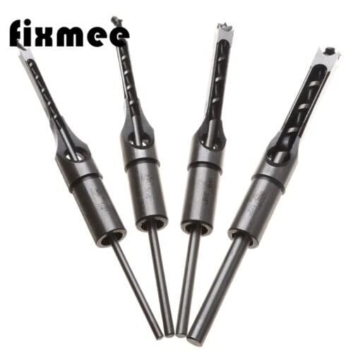 HSS Twist Drill Bits Woodworking Drill Tools Kit Set Square Auger Mortising Chisel Drill Set Square Hole Extended Saw 4 sizes