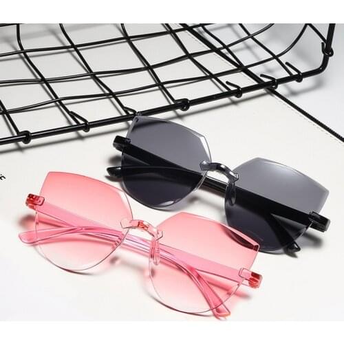 Driver Goggles Vintage Mirrored Rimless Cat Eyes Fishing Sunglasses Eyewear Clear Ocean Lenses Steampunk Glasses Shades UV400