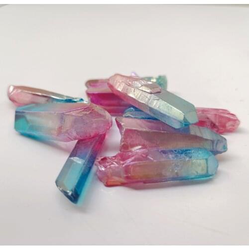 Wholesale Aura angel quartz wand natural Redbluetwo tune electroplating crystal point specimen Polished Healing