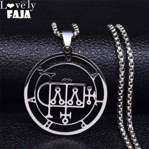 2021 New Stainless Steel Demon Seal Chain Necklace Silver Color Satan MALPHAS for Necklaces Men/Women Jewelry collares N1248S03