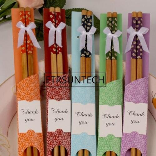 400pairs China "East Meet West" Natural Bamboo Chopsticks Tableware Wedding Favor Gift Souvenirs