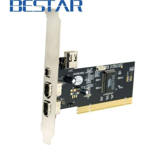 PCI Firewire 1394 port 400 IEEE 1394 pci express 1394A Dual 6pin & 4pin 3 Port Card Work for Windows 7 & 8