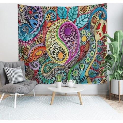 Sunflower tapestry wall hanging blanket psychedelic chinese ying yang wall carpet