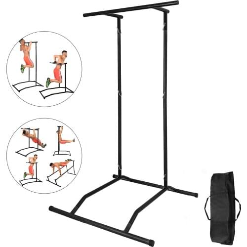 Portable Pull Up Dip Station Gym Bar Power Tower Chin Up Equipment Fitness with Bag