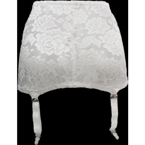 Plus Size Women Garter Belt Female High Waist White Classic Garter Belt For Stocking Floral Lace Metal Buckles Sexy LingerieS503