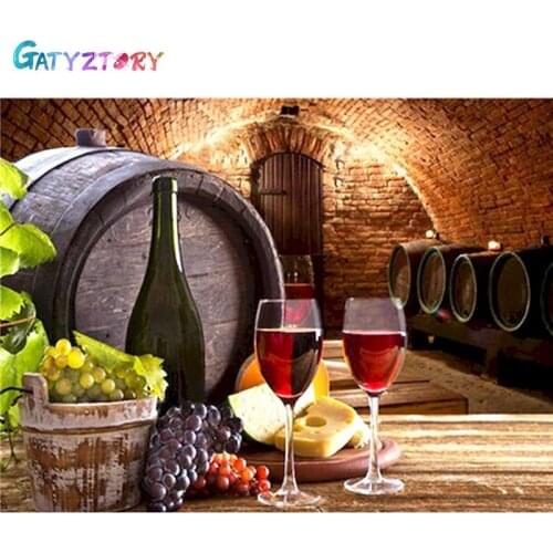 GATYZTORY 60x75cm Frame Wine Fruit Diy Oil Painting By Bumbers Kits By numbers For Adults Home Decors Acrylic Paint