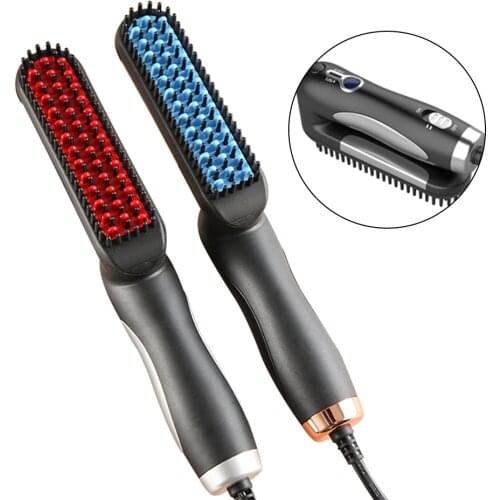 Hair Straightener Brush Electric Fast Heating Foldable Straightener Comb Anti-Scalding Grooming Hair Styling Brush Beauty Tools