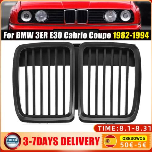 1 Pair Matte Black Left&Right Car Front Bumper Kidney Grilles For BMW E30 318 320 325 1982-1994 Replacement Racing Grilles