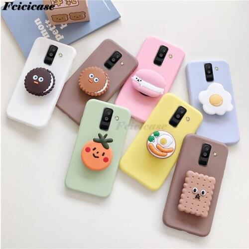 3D Cute Cartoon Stand Silicone Case For Samsung A6 2018 Phone Holder Cover For Samsung Galaxy A6 Plus 2018 A605 A605F Bags