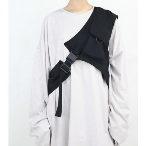 Harajuku One Shoulder Buckle Women Tactical Vest Rock Men Detachable Vest Streetwear Fashion Accessory