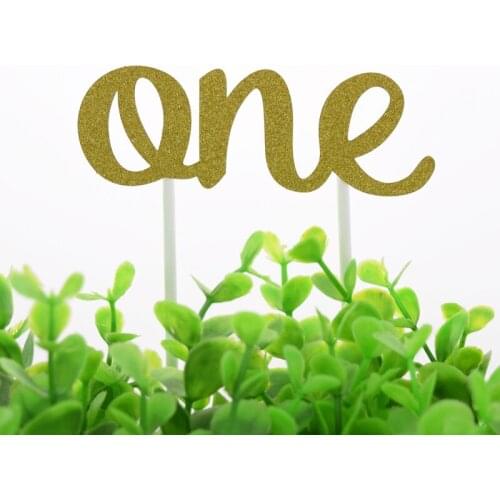 Cake Topper Decoration Flags One Years Old Glitter Paper Cupcake Topper Kids Happy Birthday Wedding Party Baby Shower Baking DIY