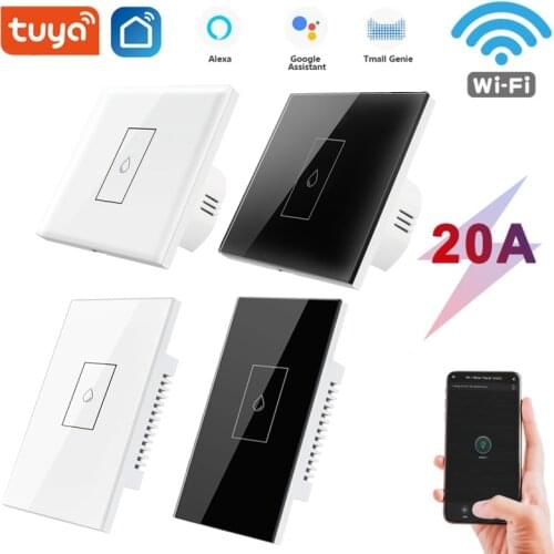 Tuya 20A Smart Boiler Switch EU US Wifi Water Heater Glass Panel Switch Remote Timing Voice Control Works With Alexa Google Home