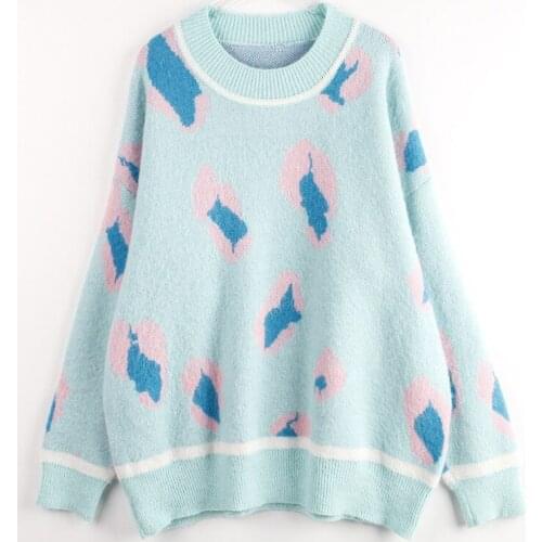 Korean Version Of Autumn Winter Loose Sweater Womens Long-sleeved Printing Retro Casual Thick Pullover Womens Top 2021 New