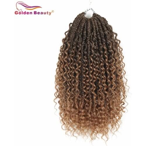 GoldenBeauty Synthetic Hair Crochet Braids High Temperature Fiber Blonde Brown 14Inch 18Roots Box Braiding Twist For Black Women