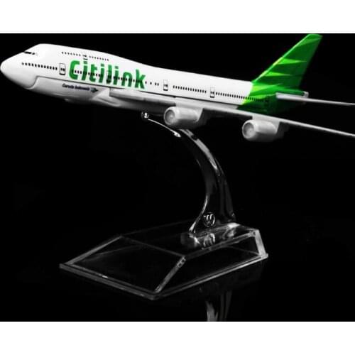 1:400 16cm Indonesia Citilink Green Boeing 747 Metal Airplane Model Office Decoration Toy Gift Idea