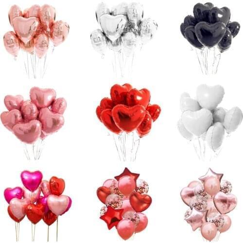 10pcs Multi Rose Gold Heart Foil Balloons Helium Balloon Birthday Party Decorations Kids Adult Wedding Valentines Day Ballons