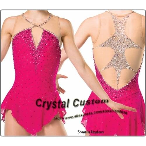 2016 Custom Red Figure Skating Dresses With Spandex New Brand Vogue Figure Skating Competition Dress Customized DR3002