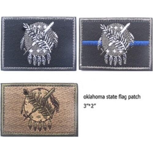 3D Embroidery Magic Stickers Oklahoma Flag Patch Loops And Hook Louisiana Flag Patch High Quality 100% Embroidery Patches