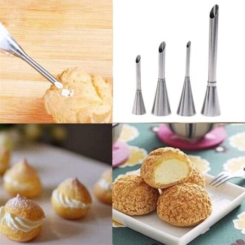 4pcs/set Piping Bag Nozzles Set Stainless Steel Cupcake Cake Decorating Tips For Puff Cream Pastry Piping Nozzles