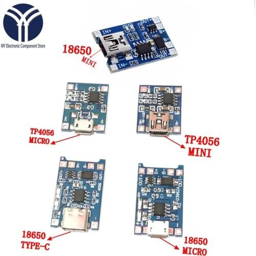 1PCS 5V 1A Micro USB 18650 type-c Lithium Battery Charging Board Charger Module+Protection Dual Functions TP4056 18650