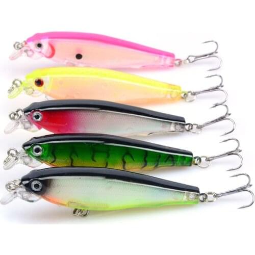 6# With Barbed Double Hook Artificial 5Pcs/set 7.5g/8cm ABS Plastic Hard Bait Internal Laser Bionic Bait 3D Eyes Fishing Lures