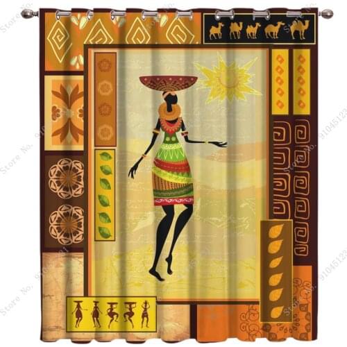 African Girl Room Curtains Large Window Curtain Rod Bathroom Outdoor Bedroom Fabric Decor Print Party Decoration Valance Curtain