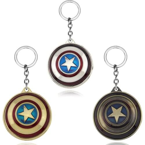 Disney Captain America Keychain Shield Keyring Rotatable Pendant The Avengers Keychains Metal Accessories Figures Kids Toy Gift