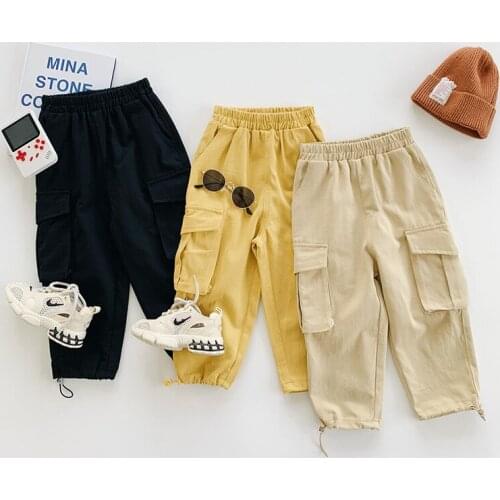 Autumn New Childrens Pants 2-8 Y Toddler Boys Fashion Cargo Pants Kids Casual Fashion Pocket Trousers Baby Boy Cotton Trousers