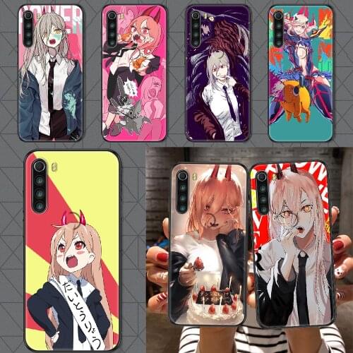 Chainsaw Man Power Phone case For Xiaomi Redmi Note 7 7A 8 8T 9 9A 9S 10 K30 Pro Ultra black luxury back tpu prime trend