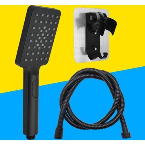 Black Pressurized Spray Nozzle Shower Head Third gear Anti-blocking Water Saving Filter Shower Holder Hose Sets Bathroom Fixture