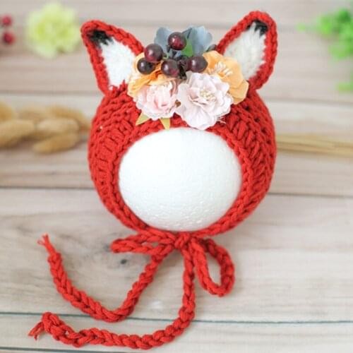 Handmade knit baby bonnet Newborn cotton ruffle hat Baby girl boy soft bonnet Newborn photography props