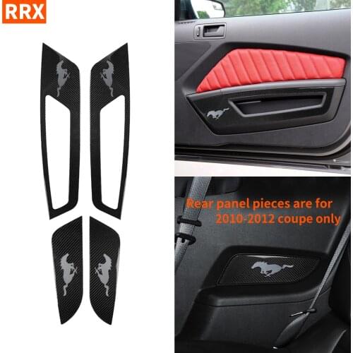 For Ford Mustang 2010-2014 Carbon Fiber car door panel kit with chrome mustang modified sticker decoration REMIN interior