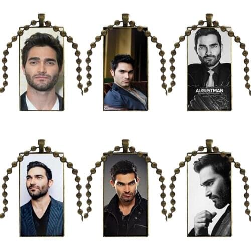 For Men Women Gift Necklace With Bronze Plated Glass Cabochon Choker Long Pendant Rectangle Necklace Tv Teen Wolf Tyler Hoechlin