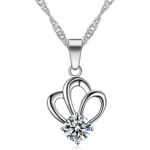 Elegant Queen Crown Choker Necklace Silver Color Crystal Chain Pendant Necklace Women Jewelry