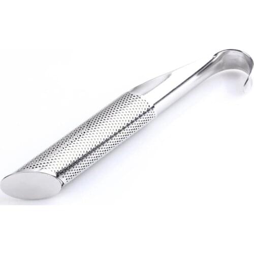 Stainless Steel Tea Infuser Mesh Tea Strainer filter Curved Handle Tube Design Touch Holder Tool 2018 new