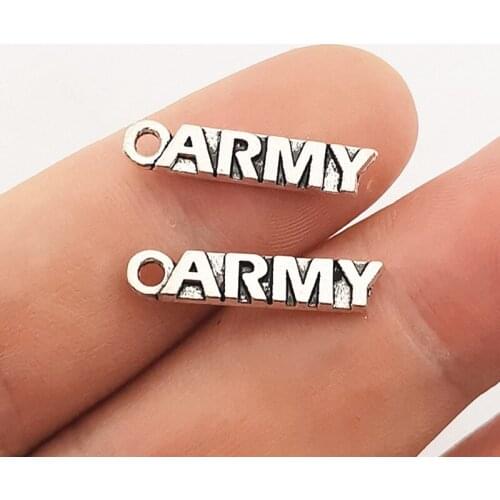 JINDINSP 15pcs 22x4.5mm Pendant Army Army Charm Pendants For Jewelry Making Antique Silver Color Army Pendants