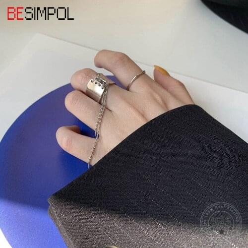 Besimpol Real 925 Sterling Silver Corset Rings Fashion Special Luxury Wide Rings for Women Fashion Unique Fine Jewelry Gifts