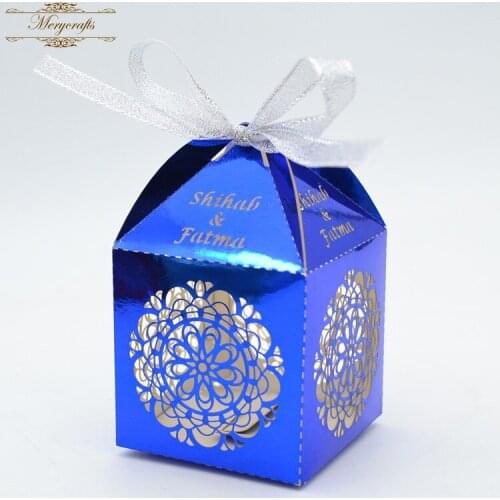 Circle flower delicate custom wedding favor box candy box with free ribbons