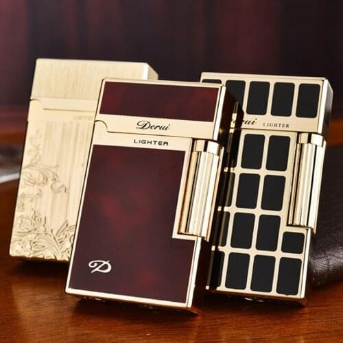 Fashion Luxurious Bright Sound Cigarette Lighter Metal Flint Wheel Inflatable Butane Gas Lighters With Box Smoker Best Gift