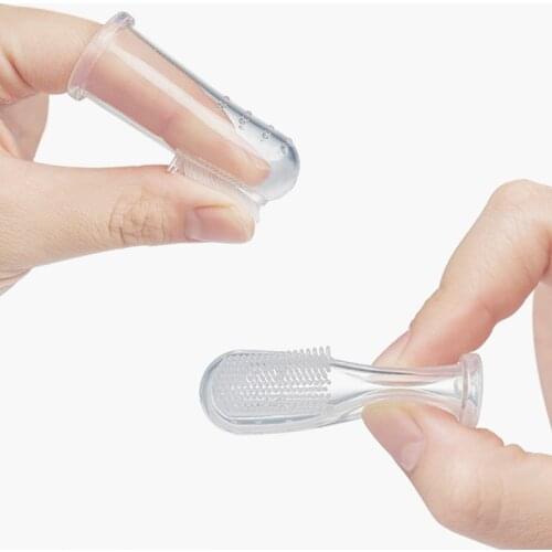 Soft training carton infant safe silica gel baby finger toothbrush easily using heat-proof oral care cleaning on sale KD3033